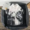 Camisa de Manga Corta con Estampado Integral Tinta Retro de Moda para Hombre Verano Holgada Casual Manga Media