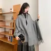 Cachecol Liso de Sarja Estilo Coreano Versátil Quente Peça de Roupa Externa Nova Outono e Inverno Manto de Alta Qualidade Xale Elegante da Moda