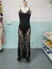 Suministro exclusivo transfronterizo para Amazon: Popular vestido largo para mujer estilo camisola de encaje transparente con abertura alta, disponible para venta al por mayor