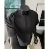 Camiseta Masculina de Seda de Gelo Secagem Rápida Fresca Respirável Manga Curta 2026 Verão Simples Solta Malha Costurada Manga Meia Manga Top