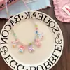Collar de Princesa de Dibujos Animados de Resina Lindo para Niños Coreanos Cadena de Cuello con Colgante de Perlas de Color Dopamina para Primavera y Verano Decoraciones
