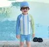 Roupa de Banho Infantil para Meninos, Conjunto de Duas Peças para Fontes Termais, Maiô de Menino para a Praia, Conjunto Refrescante de Manga Longa com Proteção Solar