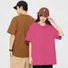 Camiseta de Algodón Puro Manga Corta Estilo Pareja Color Sólido Verano Estilo Americano Tendencia Camiseta Cuello Redondo Hombros Descubiertos Versión Amplia para Hombres y Mujeres