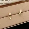 Nuevos Pendientes de Rosa de Verano para Mujer, Diseño Simple y Único, Elegantes Pendientes de Mariposa, Pendientes de Gama Alta de Nicho
