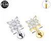Pendientes de Titanio Elegantes Europeos y Americanos Transfronterizos Aleación de Titanio G23 Moda Grado Médico Joyería para Perforaciones Rosca Interna Zirconia Marquise
