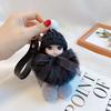 Lindo llavero de bebé lindo de ojos grandes, muñeco creativo de piel de zorro, muñeco de peluche, llavero con anillo para llaves de coche, colgante para bolso