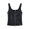 Explosões transfronteiriças AliExpress estilo europeu e americano 2024 novo casaco feminino ZR em estoque novo com decoração de zíper imitação de couro