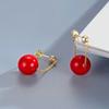 S925 Prata Pin Brincos de Pérola Elegante Coreano Outono e Inverno Vermelho Estilo Chanel Luz Luxo High-end Brincos de Orelha