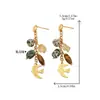 Pendientes Largos Estilo Étnico Retro Amber Streamer Piedra Natural Pendientes de Diseño Nicho Colección de Pendientes Pendientes Coloridos