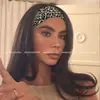 Faixa de Cabelo Retro Estampa de Leopardo Europeia e Americana Transfronteiriça Moda Street Headwear de Garota Popular Faixa Elástica Absorvente de Suor Esportiva para Mulheres em Estoque