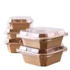 Caixas de almoço de papel kraft, caixas de frutas, caixas de sushi, caixas de sobremesas, caixas para refeições leves, caixas de salada, caixas de almoço octogonais, tigelas de papel - todas seguras para micro-ondas