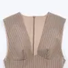 Moda Feminina Europeia e Americana Transfronteiriça Aliexpress Venda Quente Moda Primavera 2026 Vestido Curto Listrado de Decote V com Toque de Luxo e Estilo Trendy Ins