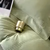 Conjunto de Quatro Peças de Cor Sólida, Estilo Simples e Luxuoso, Algodão Puro Espesso Escovado com Bordas Largas, Capa de Edredom Quente para Outono e Inverno, Lençol de Cima, Roupa de Cama