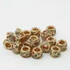 Cuentas de barril incrustadas de diamantes, cuentas espaciadoras, cuentas sueltas, accesorios de joyería hechos a mano para DIY, cordón de cuero para pulsera, cuentas sueltas