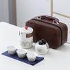 Viagem ao ar livre kung fu chá conjunto bolsa de couro portátil chá set atacado cerâmica copo rápido 1 pote 3 xícaras presente de mão