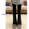 Jeans Negros Micro-bota para Mujer Otoño e Invierno 2024 Nuevos de Cintura Alta Elásticos Ajustados Rectos Forma de Herradura