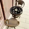 Juego de mesa y sillas pequeñas para balcón con sillas de ratán, juego combinado de tres piezas, mesa y sillas de té para ocio al aire libre, silla impermeable para patio exterior con respaldo