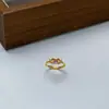 Anel de Dedo Rosa Coração Zircônia Asa Estilo Palácio Ouro Real Galvanoplastia 24K Retenção Forte de Cor Doce e Requintado Menina Mágica