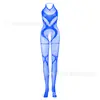 Comercio Exterior Europeo y Americano Medias Sexy de Encaje Transparentes Jacquard Malla de Pescado Medias de Cuerpo Entero con Escote de Encaje Espalda Descubierta Medias de Malla W634
