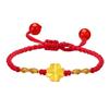 Pulsera de Hilo Tejido de la Suerte con Abalorio de Trébol de Cuatro Hojas Chapado en Oro Puro 999 de Jiufengxiang para el Año de Nacimiento, Regalo