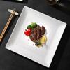 Plato occidental con relieve blanco puro de estilo europeo, plato de fruta, plato de pastel, plato de carne, plato cuadrado, plato plano creativo, plato cuadrado
