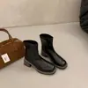 Botines de tacón grueso estilo francés con cremallera trasera, nuevos botines retro Martin para mujer otoño/invierno 2026, botas finas de tacón alto y punta cuadrada