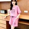 Traje de Verano Estilo Nuevo 2026 para Niñas, Conjunto de Dos Piezas, Holgado, Cómodo, Estampado Lindo de Gato