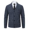Comercio exterior 2024 cárdigan grueso con forro polar y cuello en V para hombres de mediana edad y mayores, ropa de papá de talla grande, top cálido, suéter, abrigo