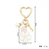 Llavero Cadena Perla Sakura Colgante Corazón Girly Dulce Hecho a Mano DIY Encanto para Bolso Llavero