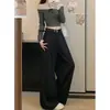 Foto real de los nuevos pantalones anchos de cintura elástica para mujer para el otoño de 2026 con diseño único, estilo suelto y casual, 18440