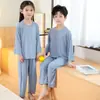 Pijama de Modal para Niños, Ropa de Casa Infantil, Ropa de Verano con Aire Acondicionado para Niñas, Conjunto de Nueve Piezas de Seda Helada para Niños Mayores