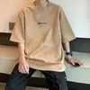 Verde abacate 320g Camiseta Pesada Masculina Estilo Americano Retrô Camurça Manga Curta oversize Pequena Manga Raglã