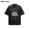 Camiseta Vintage Lavada Estampa Vintage Retro Americana Manga Curta Marca Tendência Vintage Unisex Solta Versátil Top Verão