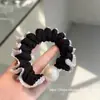 Prendedor de Cabelo Renda Preta com Borda de Pérola Estilo Coreano para Mulheres Verão Celebridade da Internet Pérola Novo Estilo Rabo de Cavalo Meio Preso Elástico Coque Prendedor de Cabelo