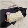 Bolsa Nuvem Acolchoada Feminina Nova Primavera e Verão 2024 Macia Cyber Celebrante Tecido de Nylon Pregueado Leve Estilo Coreano Bolsa Feminina