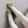 Sapatos Femininos Baixos de Strass Estilo Fada Francesa 2026 Primavera Novos Bico Redondo Slip-On Planos Sapatilhas Vovó