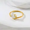 Europeu e americano ins Luz de Luxo Personalizado Gota de Água Único Anel de Diamante Elegante Elegante Anel de Aço Titânio Mulheres Cor-livre Atacado All-match