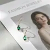 Pendientes Yanbai de Estilo Medieval Ligero, Retro Francés, Forma de Lágrima, Circonita Esmeralda, Pendientes Dorados Elegantes de Estilo Palacio de Lujo Ligero