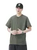 Roupas Masculinas Fengshe / Camiseta Henley de Manga Curta 250g Estilo Americano, Camisa Henley Vintage de Algodão Puro com Caimento Solto para o Verão, Camiseta de Nicho