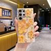 Funda para Samsung Galaxy S24 Ultra con película para lente, diseño de flores japonesas y coreanas, con diamantes de imitación y luz azul, para Samsung Galaxy S21, S24 y S23/S22.