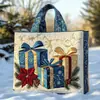 2026 Nuevo Bolso Tote Acolchado Bordado de Moda Navideño Estampado Digital Transfronterizo Bolso de Algodón Casual para el Trabajo