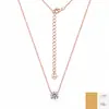 Collar de plata pura S925 con moissanita clásica de cuatro garras, cadena fina de una sola piedra, cadena para clavícula, stock de fábrica disponible para envío directo