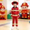 Fantasia de Bombeiro Vermelha Infantil Conjunto de Chapéu, Blusa e Calça de Bombeiro para Meninos Halloween Role Play Profissional