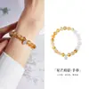 Pulseira de Prata Esterlina S925 com Contas de Cristal Amarelo e Ágata Branca, Nova Pulseira de Mão Feminina Estilo Chinês, Luxo Leve, Nicho, Temperamento de Alta Classe