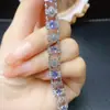 Venta al por mayor de fábrica Popular Pulsera Natural de Tanzanita con Incrustaciones de Plata S925 Piedra Principal 4*6 Joyería de Lujo Venta Directa de Fábrica