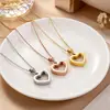 Collar Elegante de Moda Japonesa y Coreana para Mujer con Forma de Corazón de Oro de 18K Acero Titanio Collar Cadena Clavícula Acero Inoxidable Joyería Venta al por Mayor