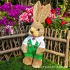 Adornos de Conejo Tejidos de Paja para Creación de Entorno en Jardín de Infancia, Rincón de Plantas, Decoración del Hogar con Temática de Bosque, Sala de Estar, Escaparate, Decoraciones de Boda, Accesorios para Fotografía