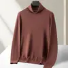 Suéter Masculino de Lã, Réplica 100% Lã, Gola Alta Outono e Inverno, Lavável à Máquina, Luxuoso Camiseta de Lã Amiga da Pele