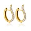 Pendientes de acero de titanio con superficie curva geométrica personalizada, de doble fila y llenos de diamantes, exagerados, de estilo europeo y americano, en forma de U que combinan con todo, de acero inoxidable para mujer.