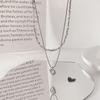 Dulce Fresco Simple Combinable Colgante de Metal con Forma de Corazón Collar Delgado Diseño Simple Cuadrado Costura Cadena Doble para Clavícula para Mujer